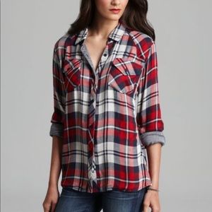 Rails Scarlet and Navy Plaid Button-Down Shirt